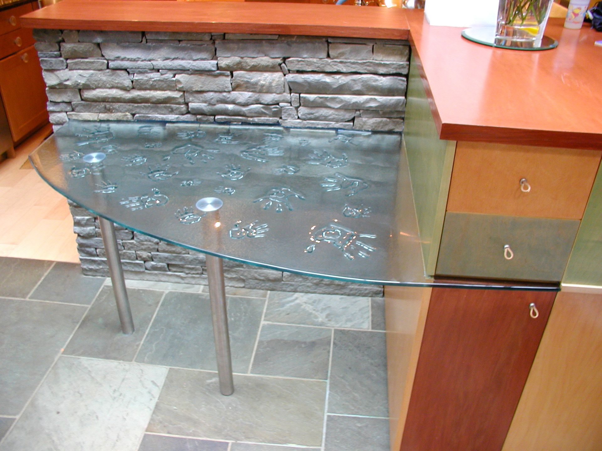 cast glass texture counter top customized