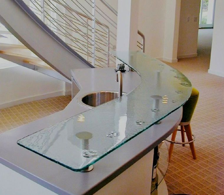 cast glass texture counter top paw prints