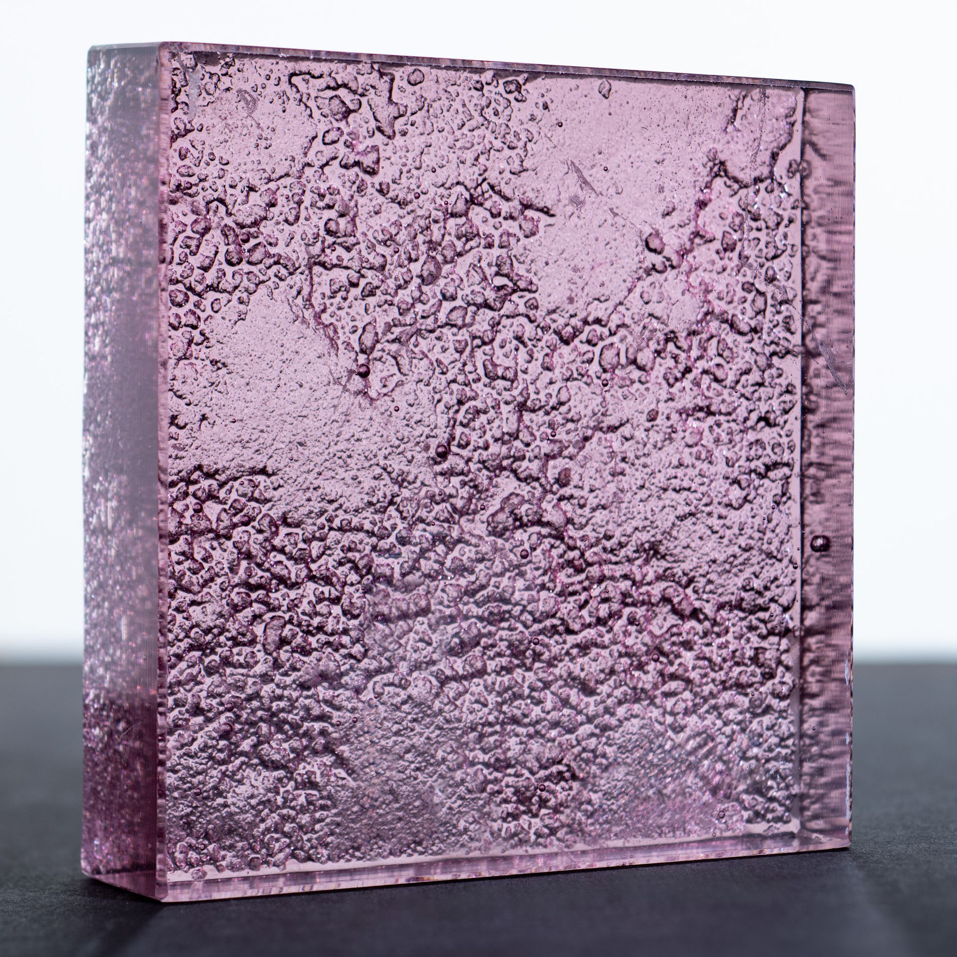 A purple glass counter top