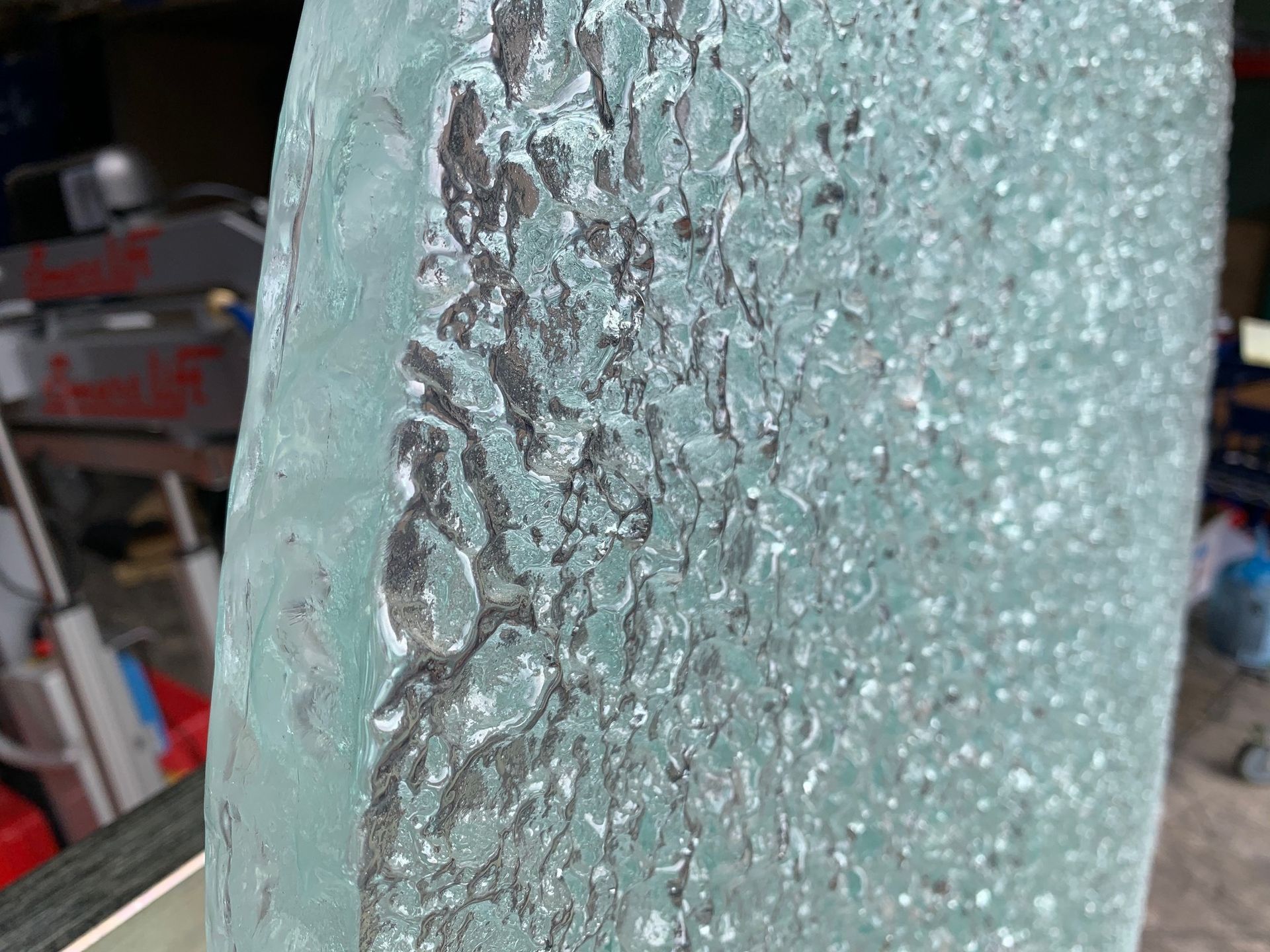 A textured piece of thick glass.
