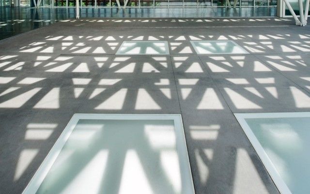 Glass flooring at an Aspen, Colorado, art museum.