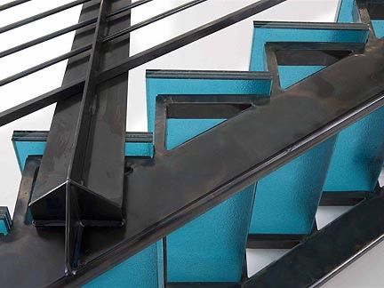 blue glass stair treads