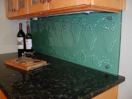 custom cast glass backsplash