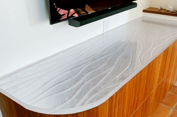 cast glass texture counter top