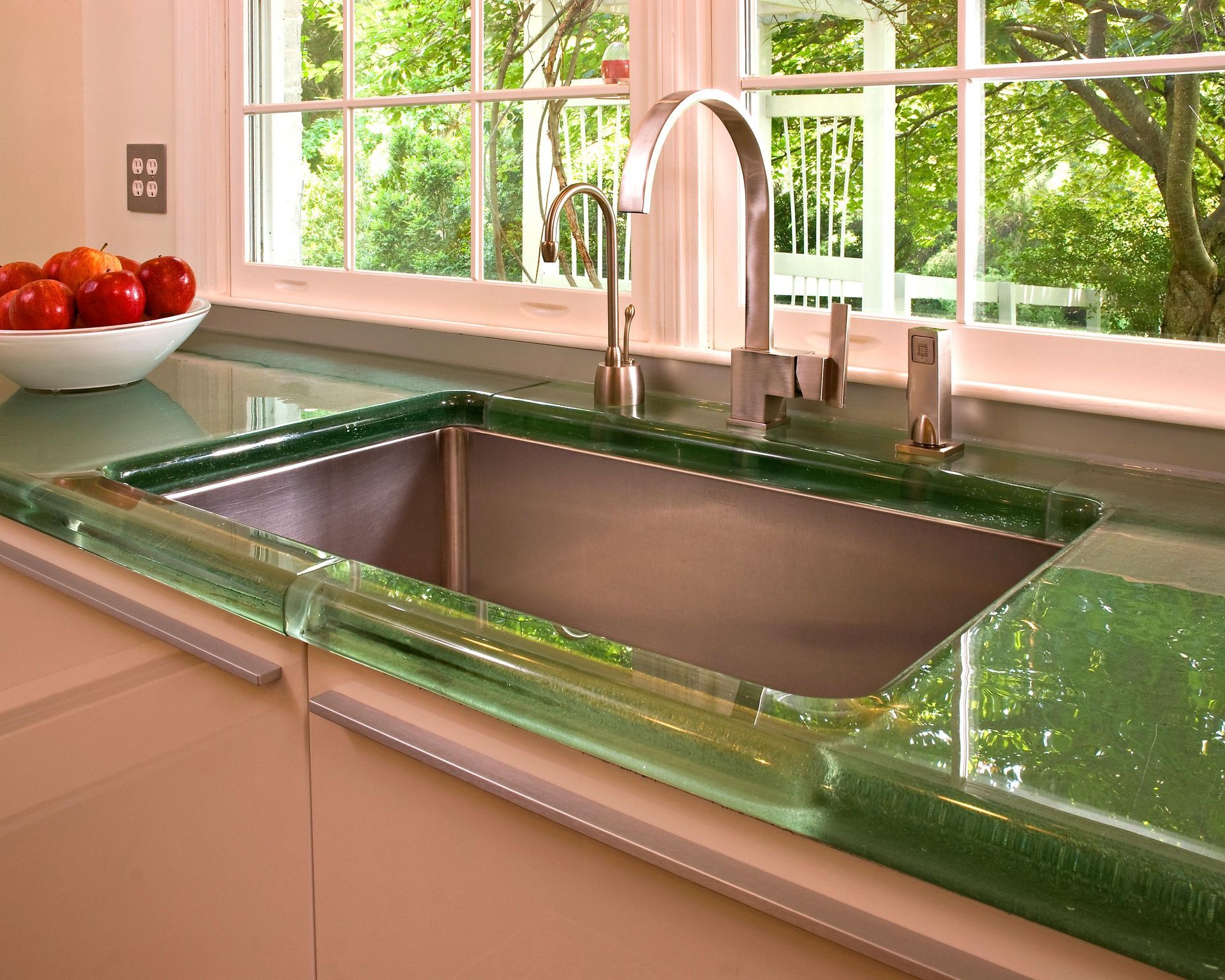 Glass counter top sink