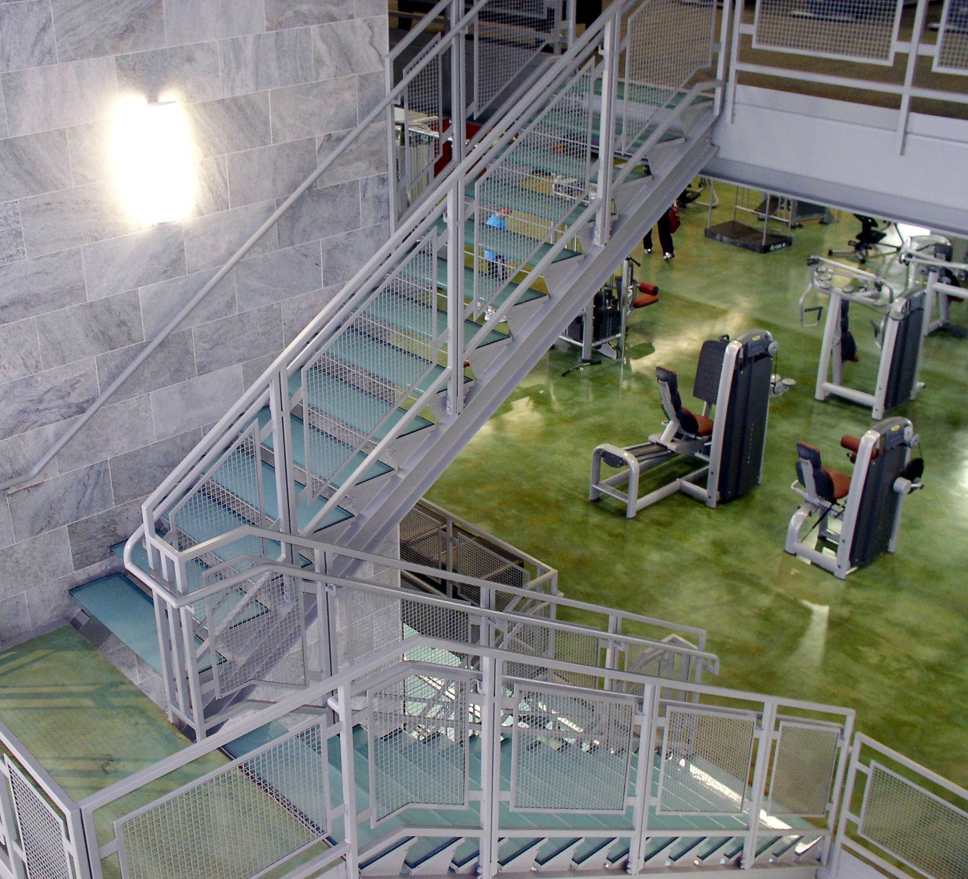 glass stairs and treads at Golds Gym