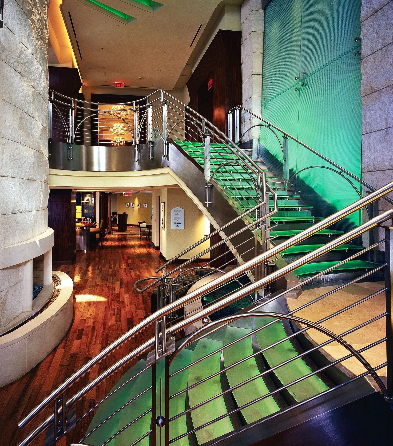 colorful glass staircase