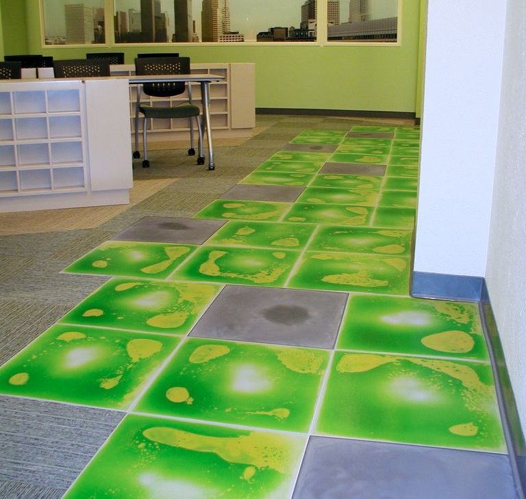 liquid lava floor tiles in classroom