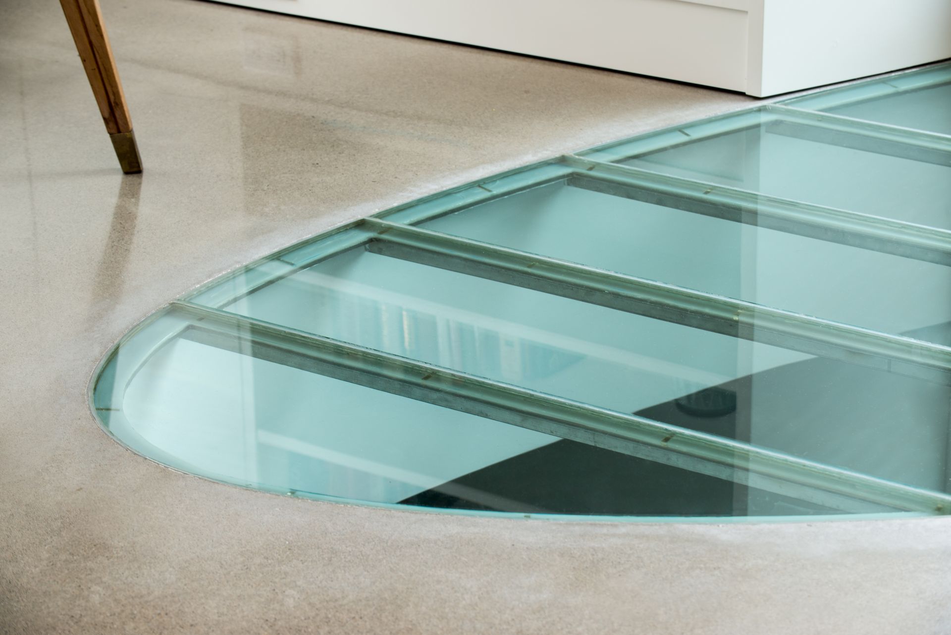 Closeup of some glass flooring in a private residence