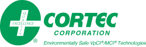 A green and white logo for cortec corporation