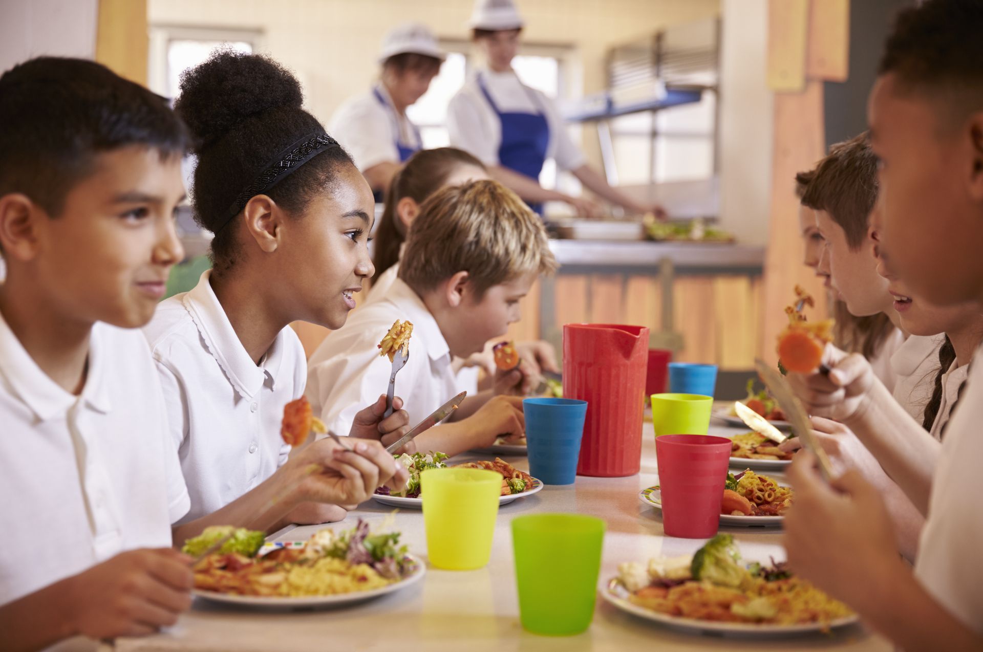 Healthy school lunch tray for primary school children