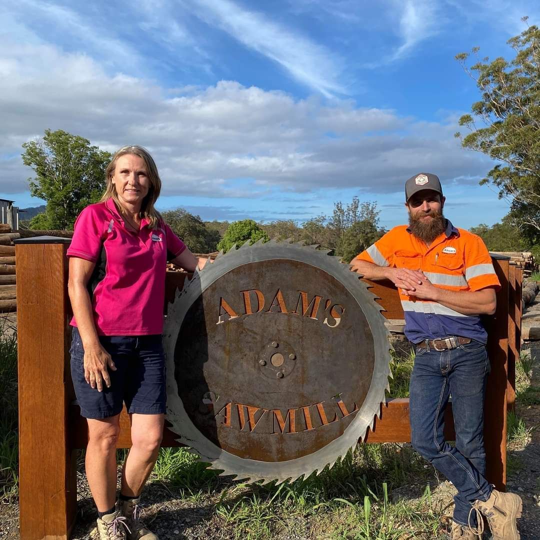 Adam's Sawmill sign with Owners - Adam's Sawmill Bonville