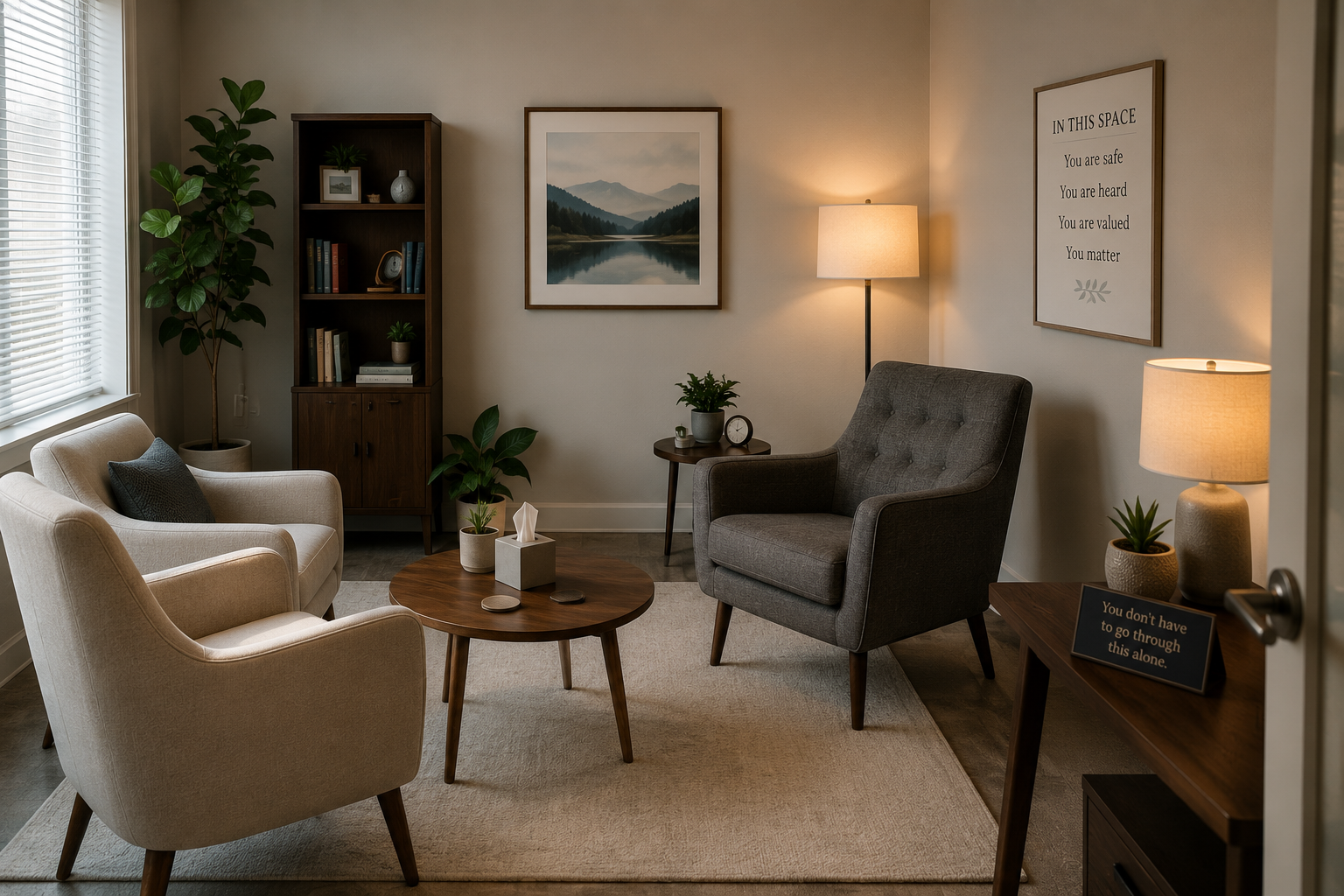 therapy office for severe anxiety treatment support session