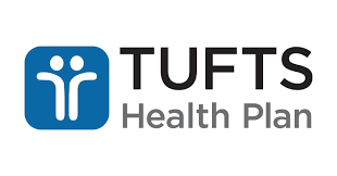 Tufts Health Plan logo: Blue square with white figures, black 