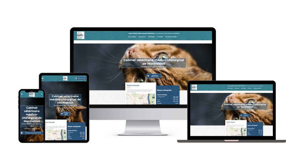 Site internet starter du cabinet vétérinaire du Foch, réalisé par Adévet