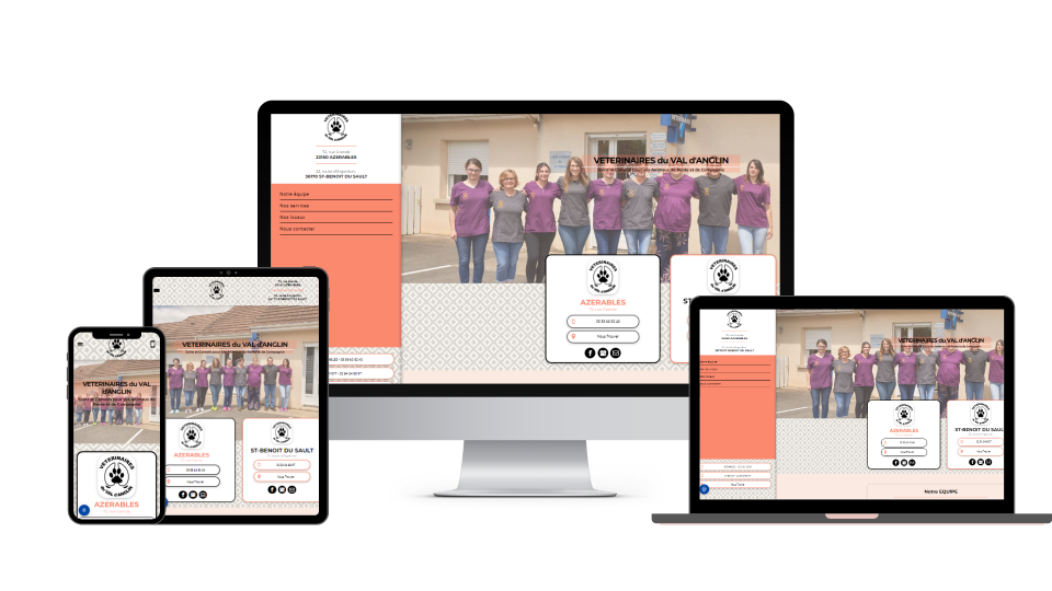 Site internet starter pour la clinique vétérinaire du Val d'Anglin, réalisé par Adévet