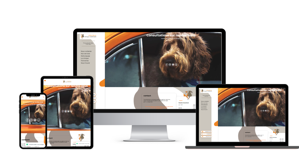 Site internet starter de la clinique vétérinaire de Amimo réalisé par Adévet