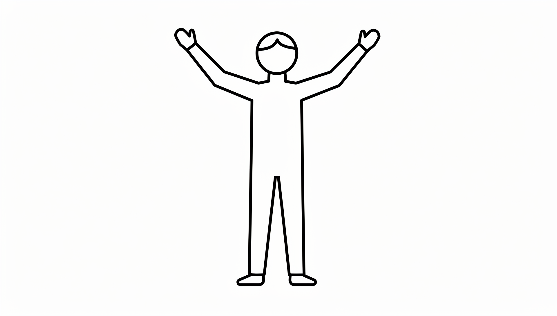 Stick figure with arms raised overhead.