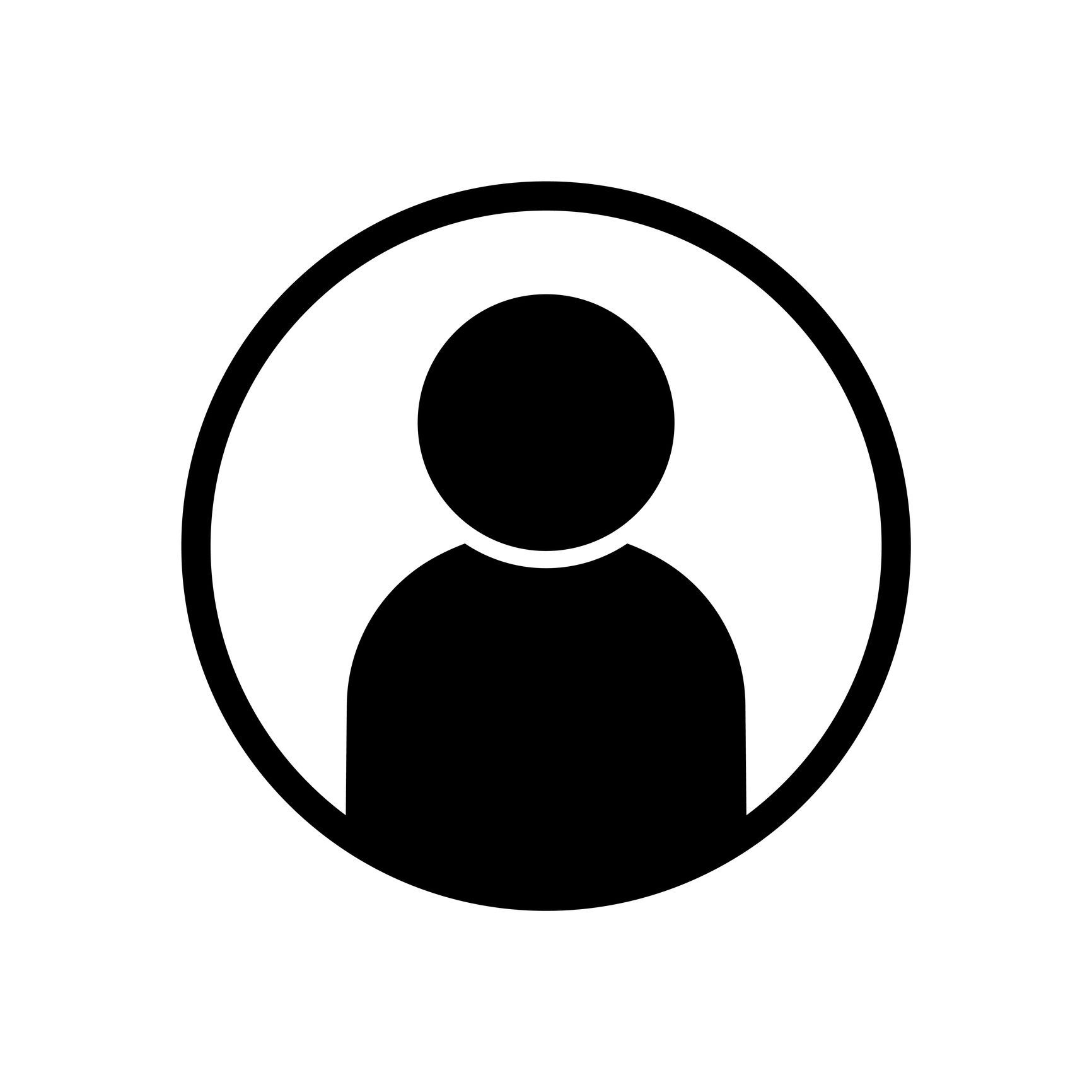 Black silhouette of a person inside a black circle.