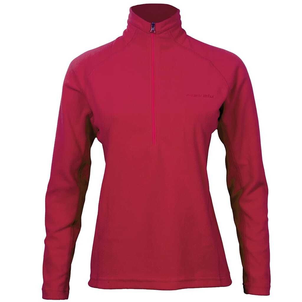 Una camisa roja con mangas largas y una cremallera en la parte delantera.