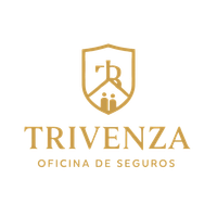 El logotipo de Trivenza Oficina de Seguros es un escudo con una casa encima.