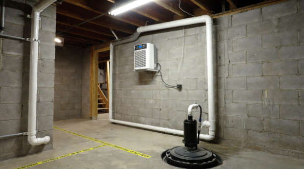 Basement waterproofing system installed in a Kansas City, MO home by ABI Corporation experts