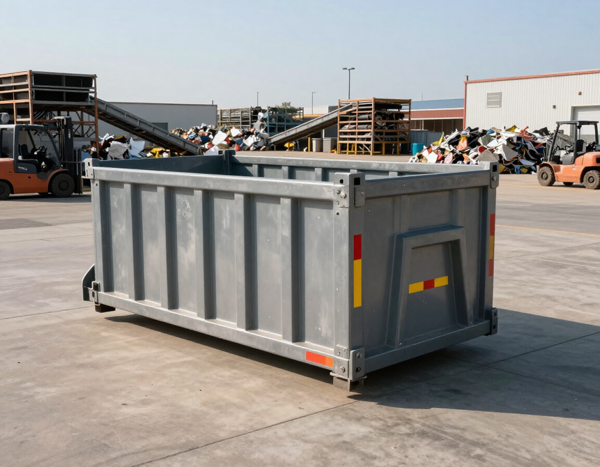 Cassone metallico per raccolta e trasporto rifiuti