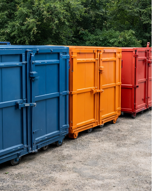 Area con cassoni e container per gestione logistica dei rifiuti