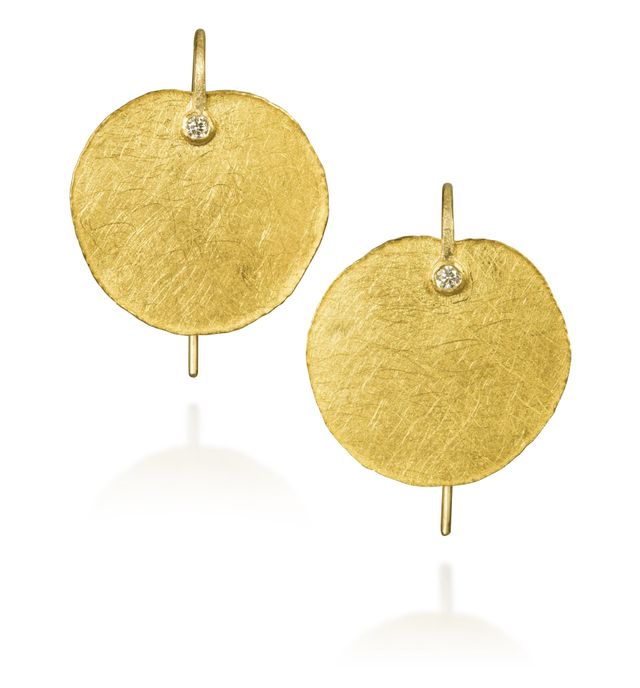 Petra Class Gold Sheet XL Dangle Lava Stud Drop Earrings