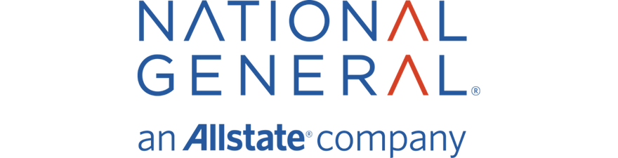 National General logo, blue text with red triangles, 