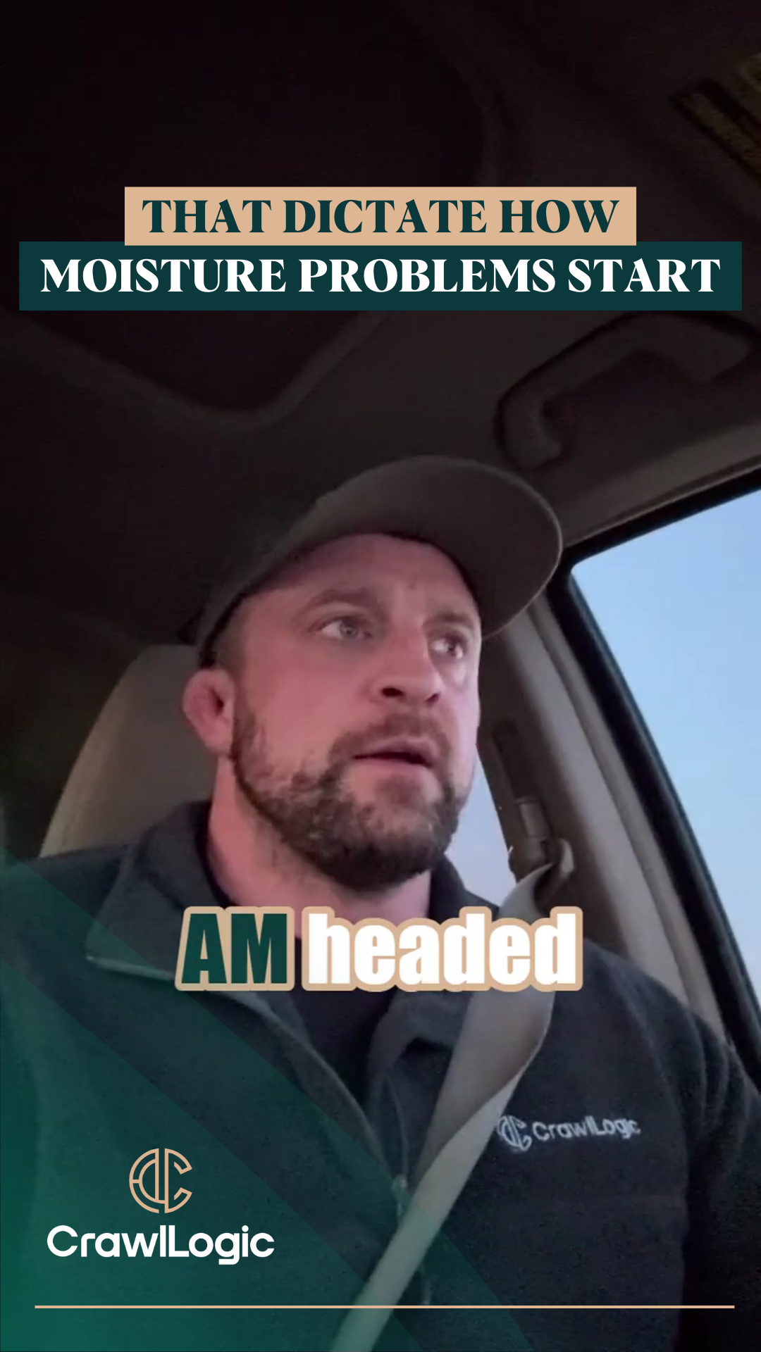 Man in a car, speaking. Text overlay: 