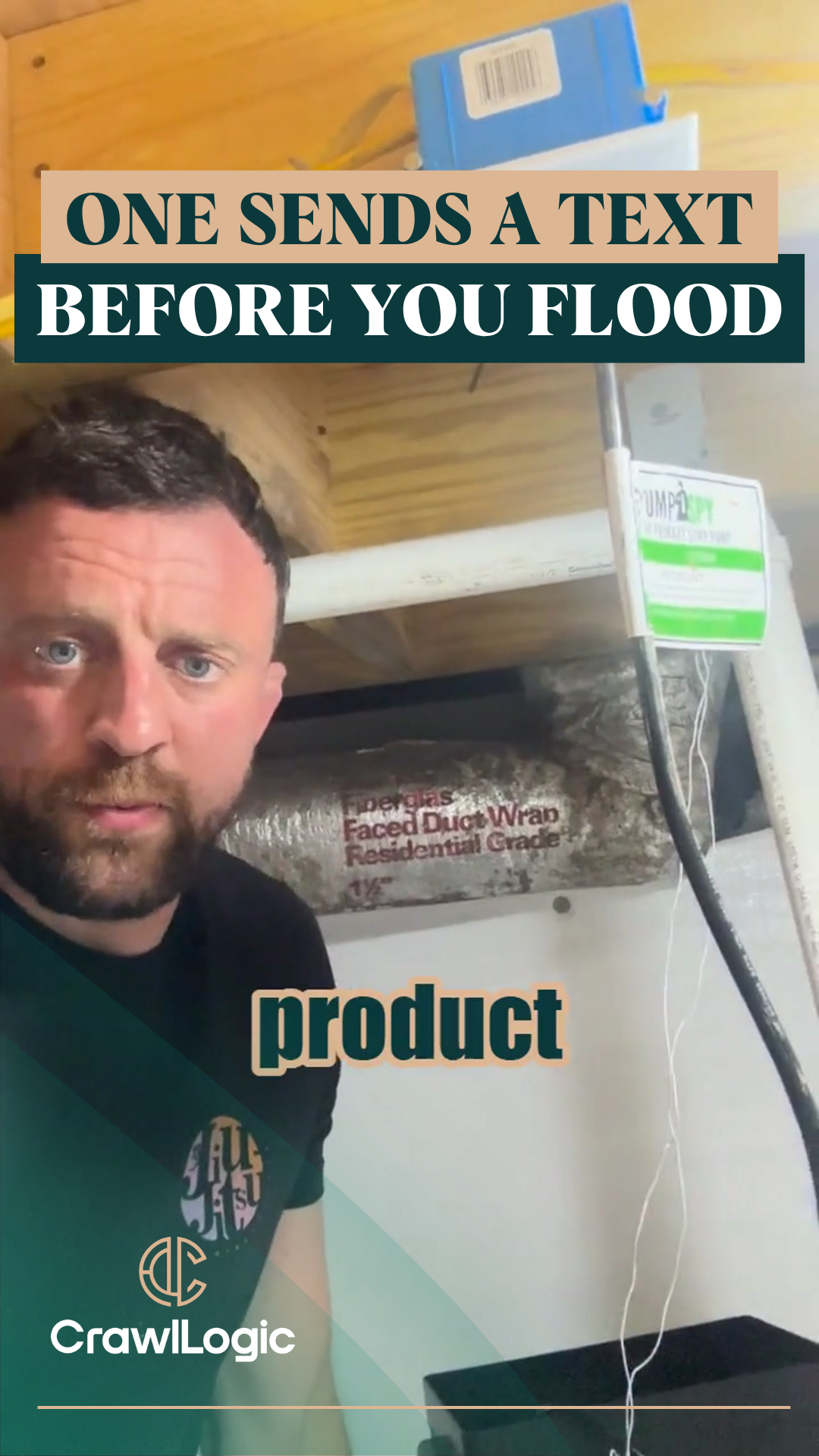 A man with a beard is standing in a basement.