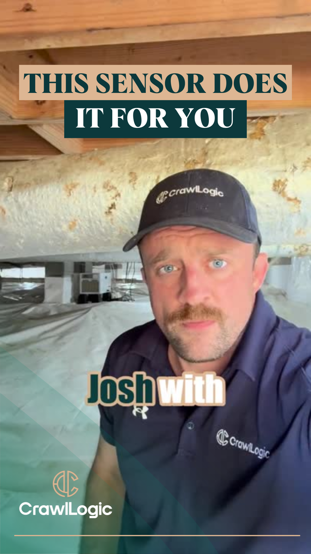 A man with a mustache and a hat is standing in a basement.