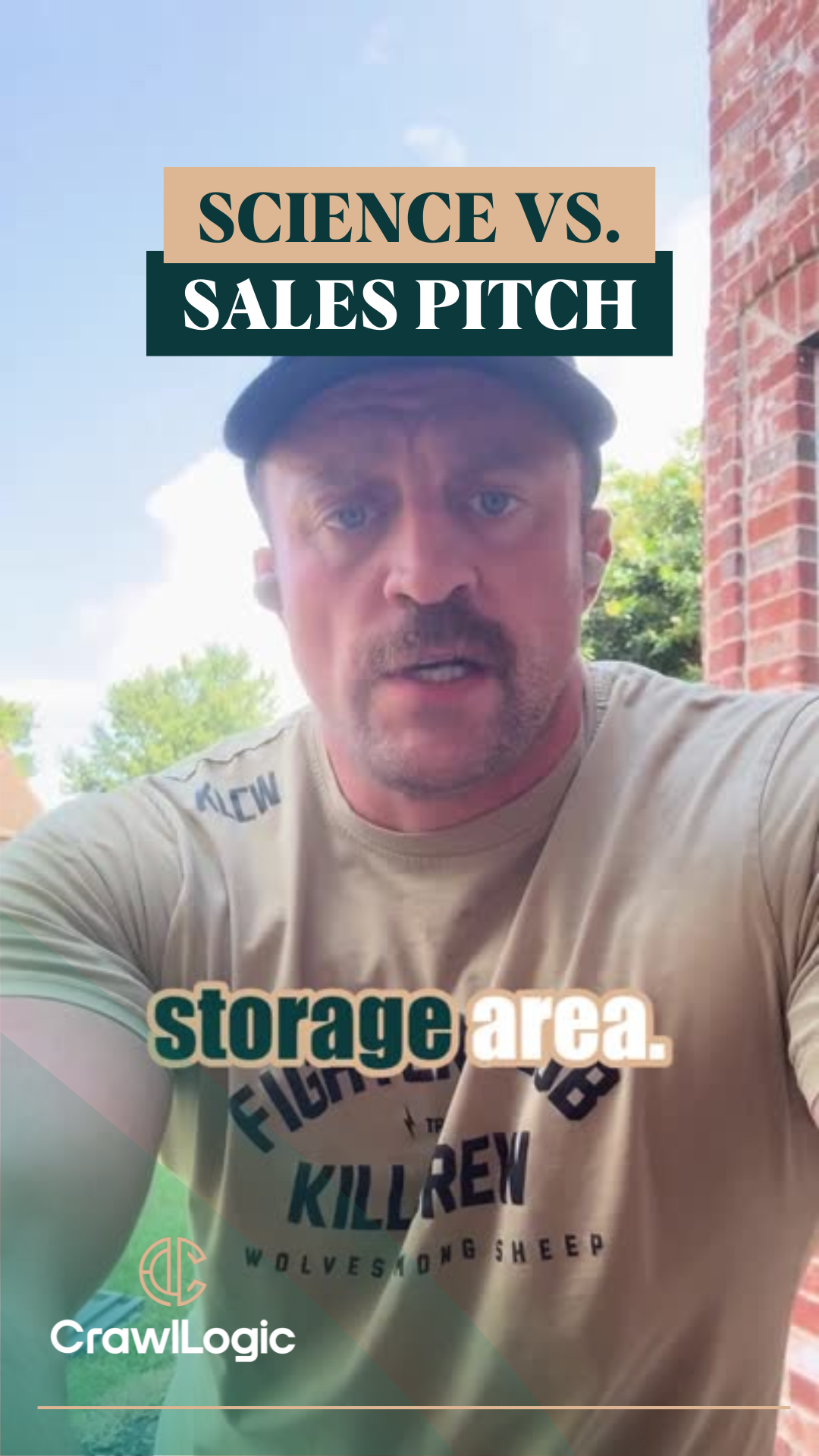 Man in a cap and tan shirt outside, text overlay: 