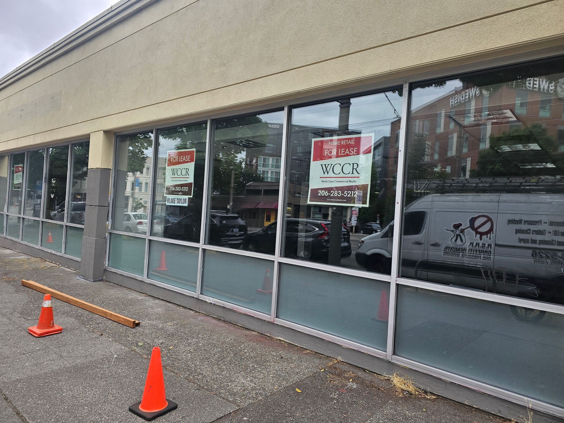 Storefront with large windows; 