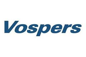 A blue logo for vespers on a white background.