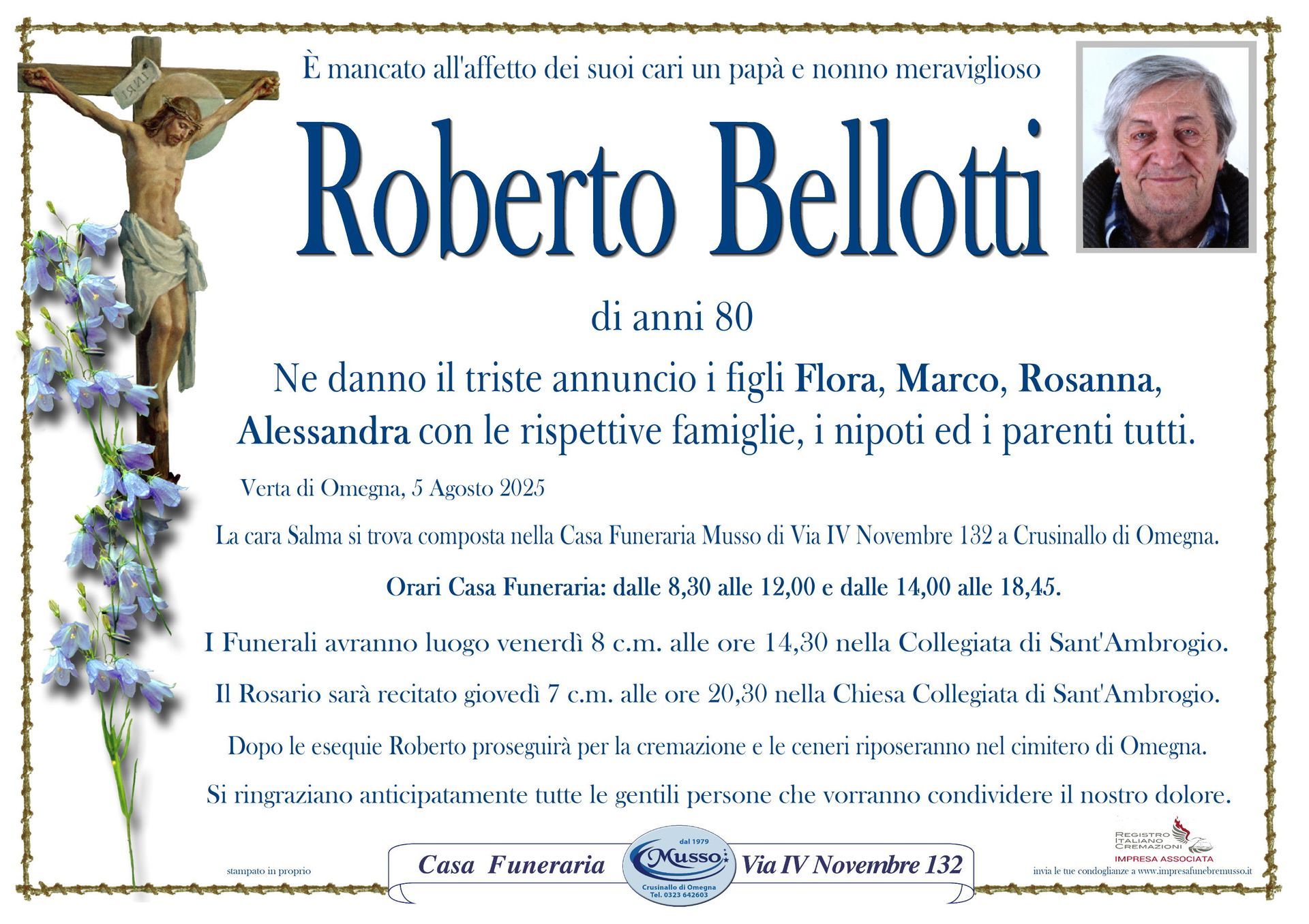 necrologio Roberto Bellotti