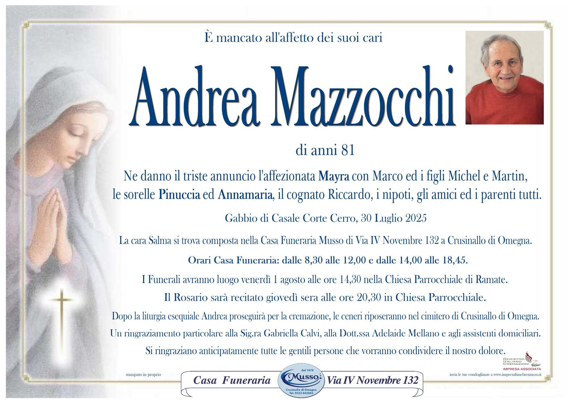 necrologio Andrea Mazzocchi