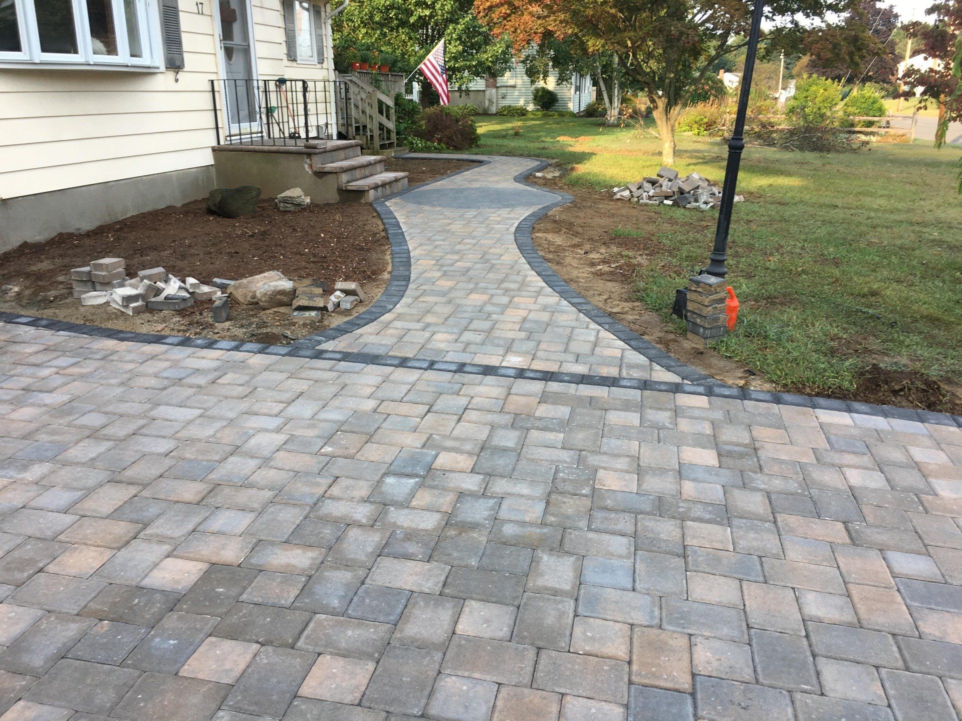 stone walkway connecting to stone driveway in vernon ct