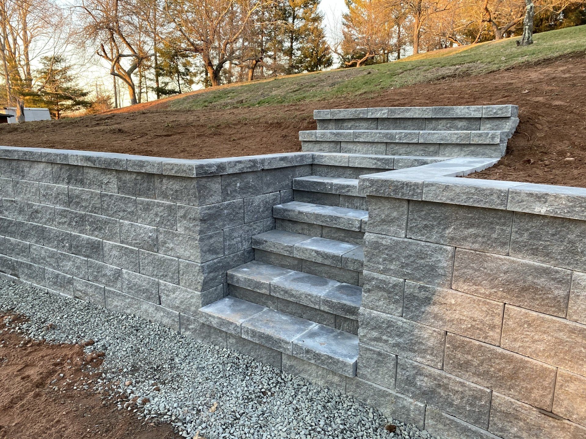 Stone Steps and retaining wall in Glastonbury CT