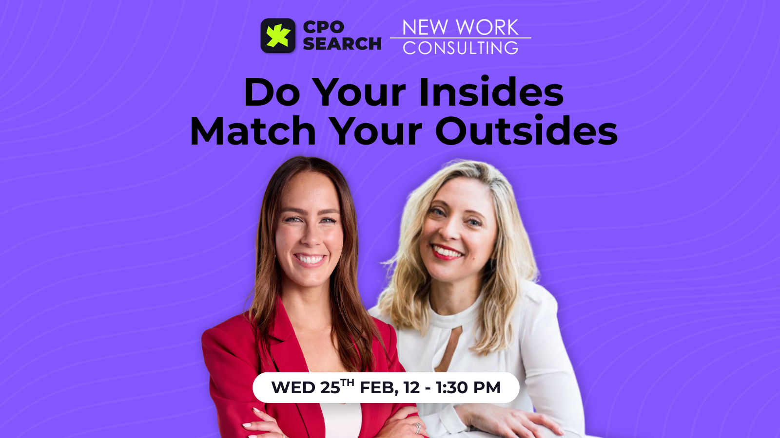 Panel discussion: AI & Data Security. Three women in front of a purple backdrop. Date & time displayed at the bottom.