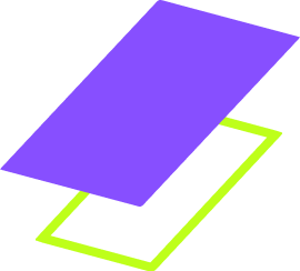A solid purple rectangle hovering above an identical, light green outlined rectangle.