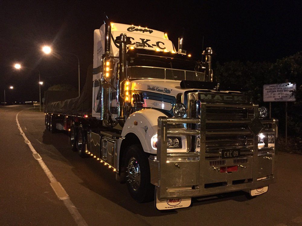Heavy Truck On The Road In The Night — Transport Company in Townsville, QLD