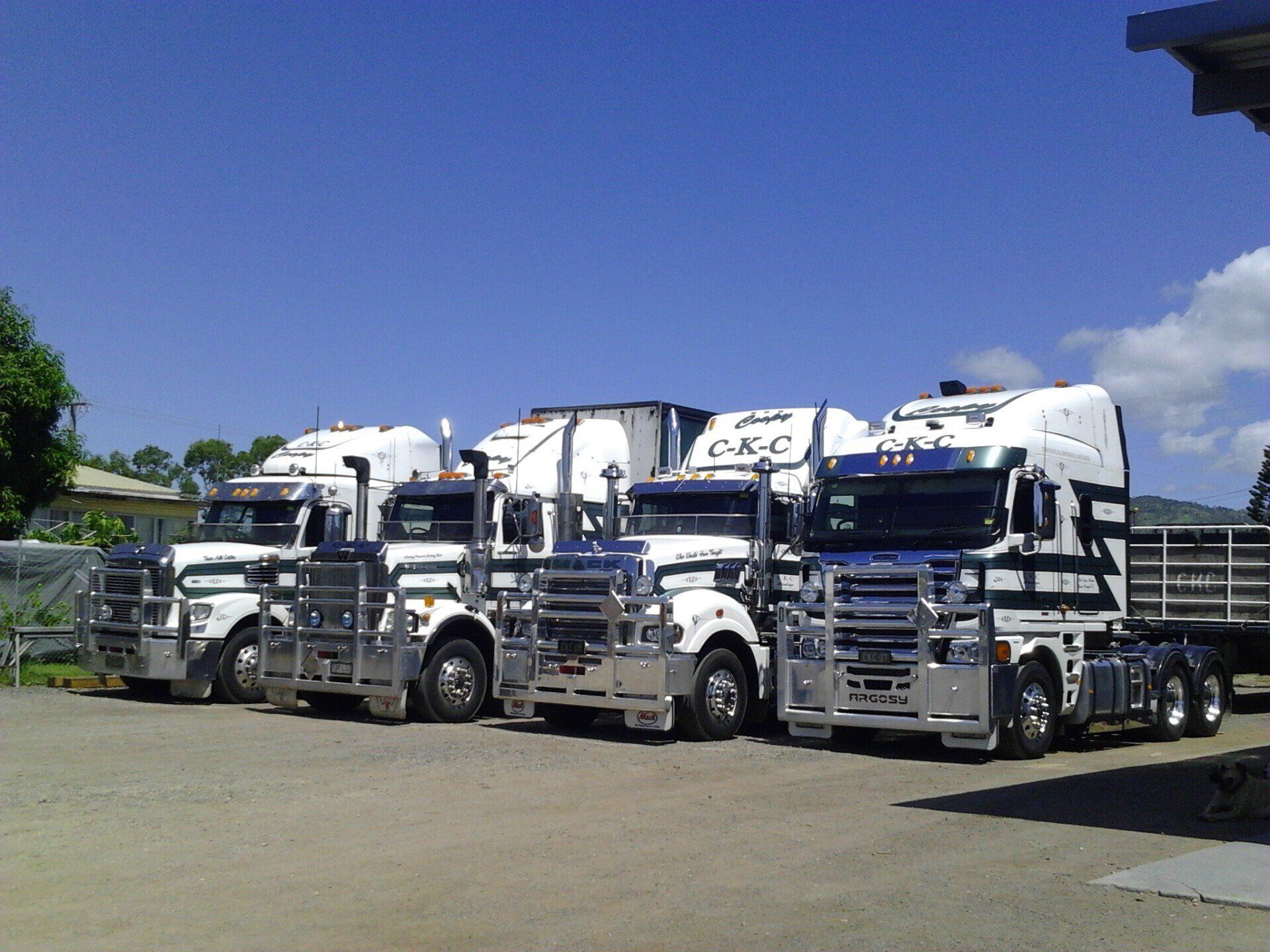 White and green trucks — Hotshot Delivery in Townsville, QLD