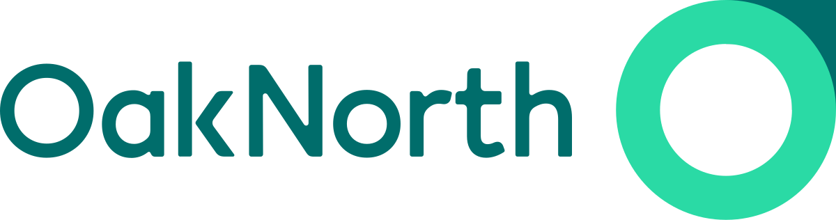 OakNorth logo with teal text and two overlapping teal and turquoise circles.