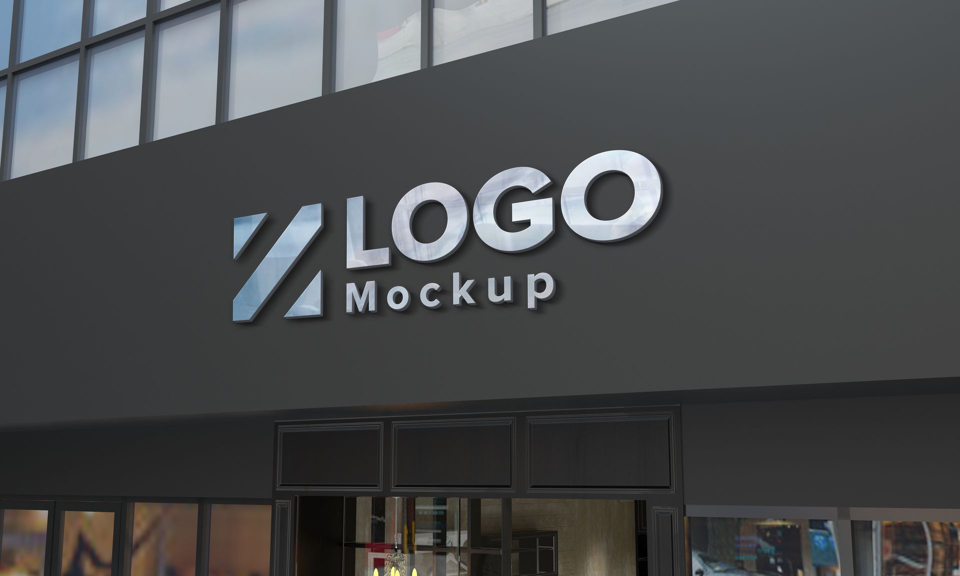 A mockup of a logo on the side of a building.