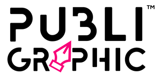 The logo for publi graphic is black and pink.