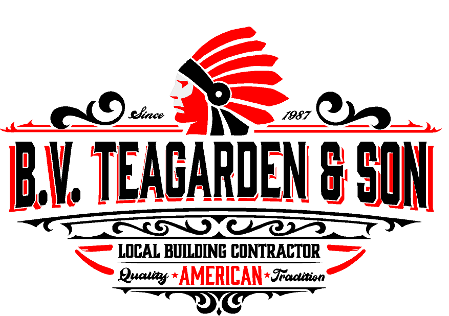 A logo for b.v. teagarden & sons local building contractor