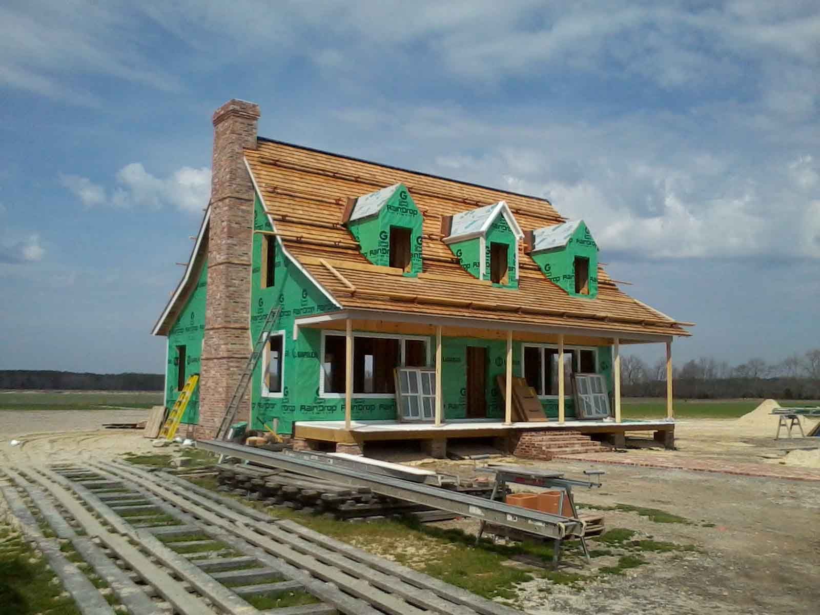 A house that is being built with green insulation
