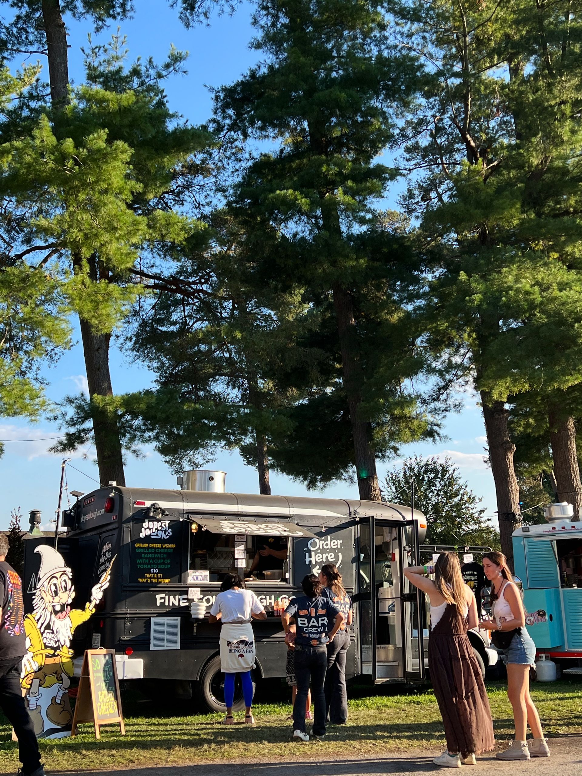 knox farm community lining up for dopest dough's famous grilled cheese sandwich